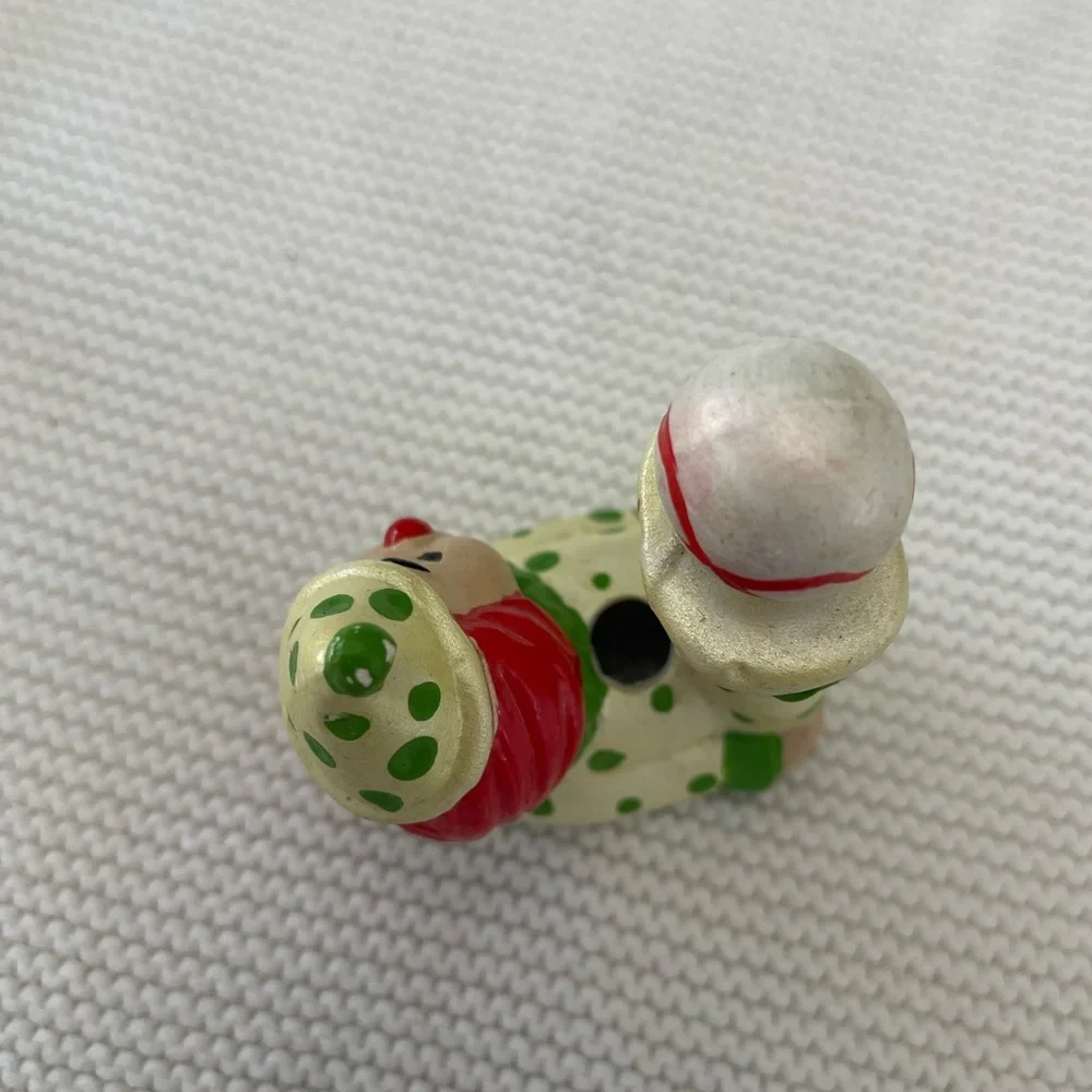 Vintage Clown Figurines Set Hand Painted Ceramic Polka Dot Circus Cake Topper
